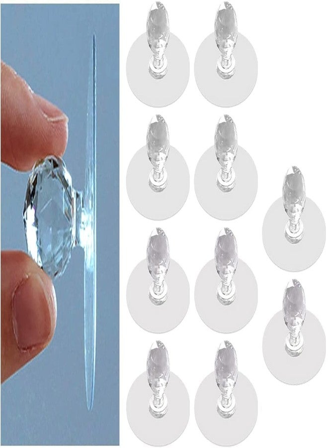 Hetzon Sales 10Pcs Clear Diamond Shaped Cabinet Drawer Knobs - Self-Adhesive Pull Handles for Cupboard, Bathroom Door - Transparent Wall Hooks - Crystal Hook for Kitchen Accessories, Furniture - Image 1